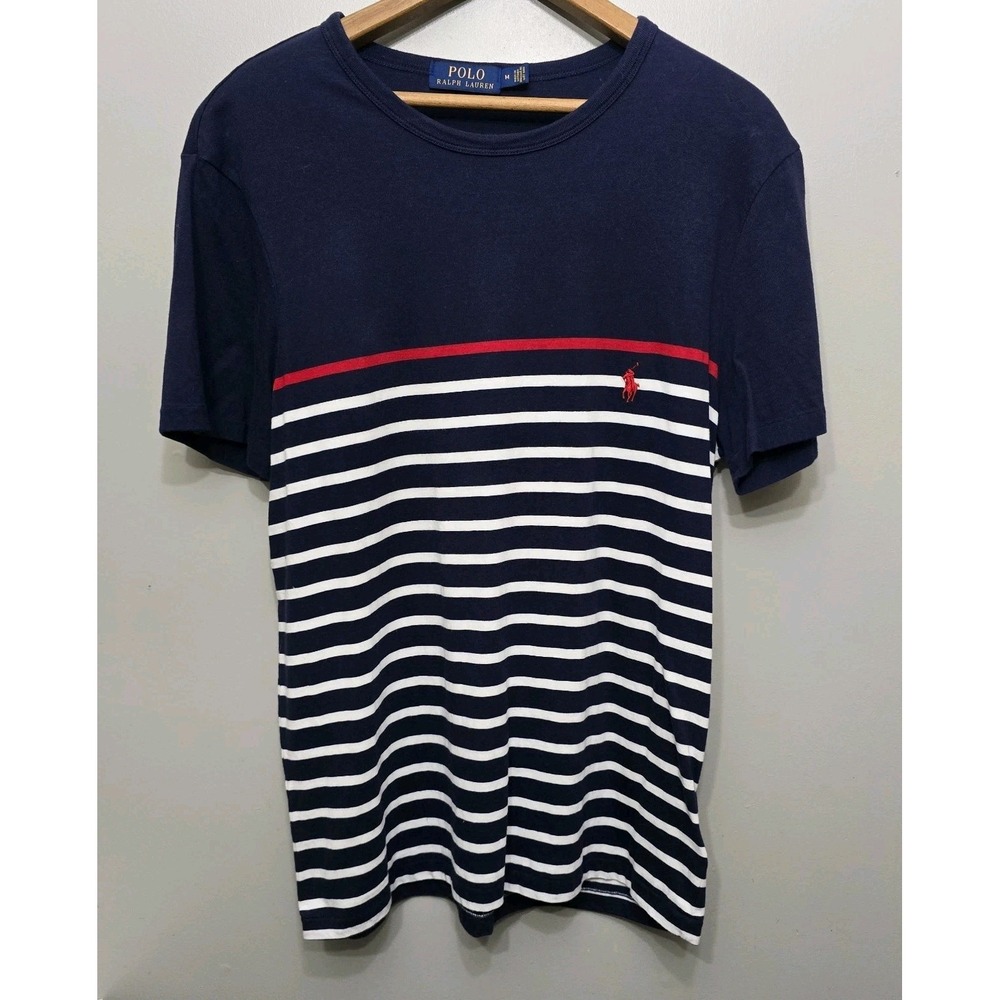 Polo Ralph Lauren Custom Slim Fit French Navy Striped T-Shirt Men's Size Medium